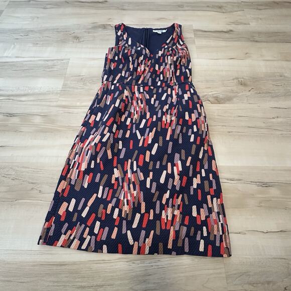 Boden 4R US 8R UK Emma Dress V-Neck Textured Confetti Geometric Pattern Blue - Picture 2 of 11